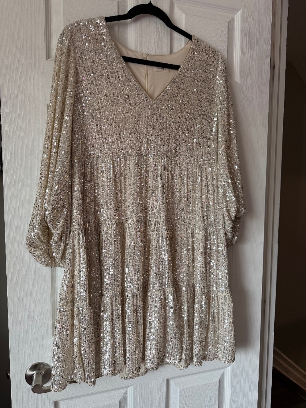 White Silver Sequin Mini Dress
